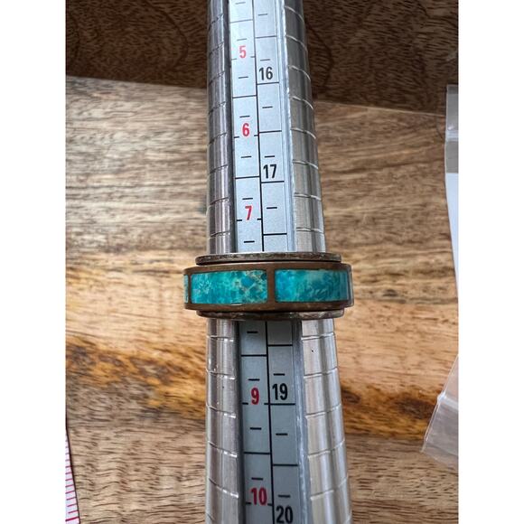 Jay King DTR Sterling Copper Turquoise Spinner Ring Size 8, 9g, Desert Rose - Picture 5 of 8